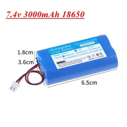 1PCS 7.4V 3000mah 18650 li-ion rechargeable battery pack with XH2.54 Plug 18650-2S lithium battery For megaphone speaker parts