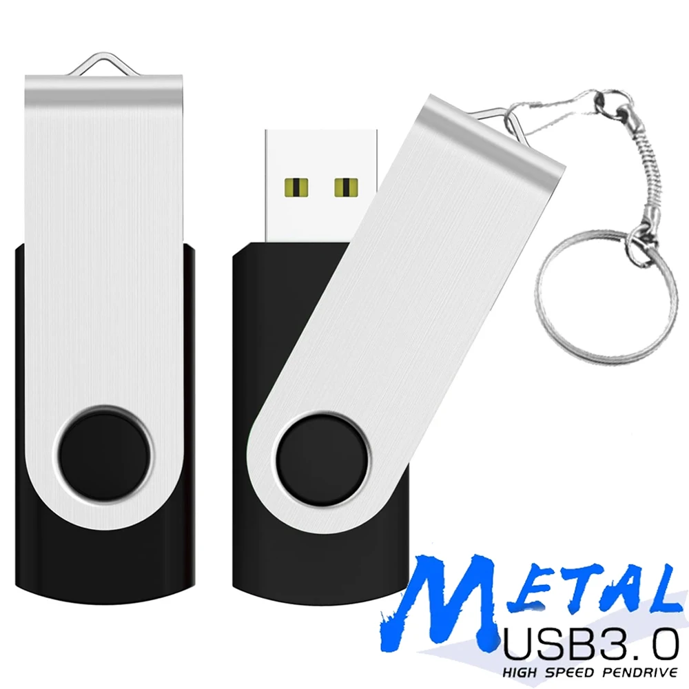 Thumb USB3.0 Flash Drive 64GB High Capacity Zip Pendrive 32GB for File Storage Data Transfer Portable Flashdrives 360° Swivel