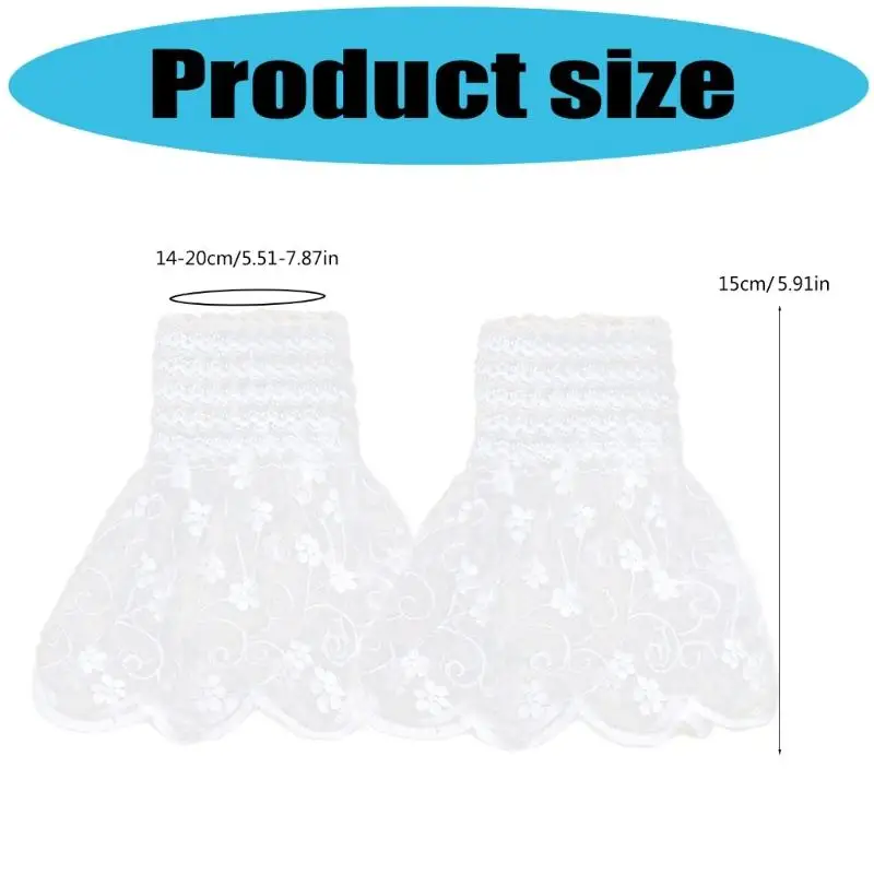 652F أغطية ذراع زهرة مطرزة متوهج الدانتيل الأكمام الزخرفية المعصم الكفة تمديد للنساء فتاة الزي تعزيز #6