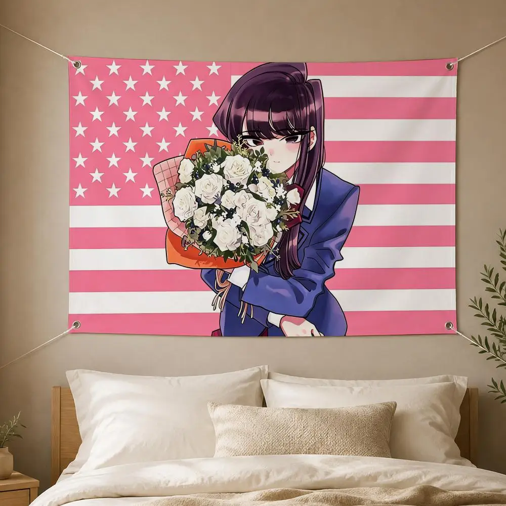 Anime Comedy Komi Cant Communicate Flags Decorative Flag Banner for Garden Yard Lawn Outdoor Home Party Wall Decor