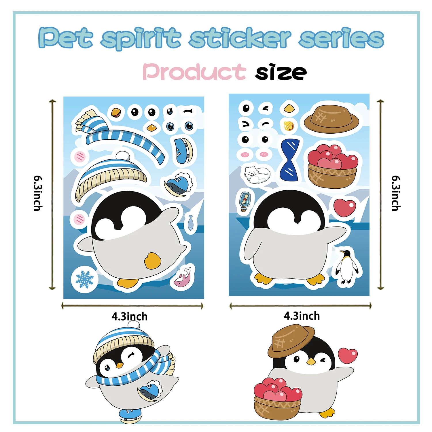 8 قطعة البطريق ورقة مذكرات الكمبيوتر سكيت اليدوية ملصقات الكرتون متعة الكلاسيكية عطلة هدية الديكور #2