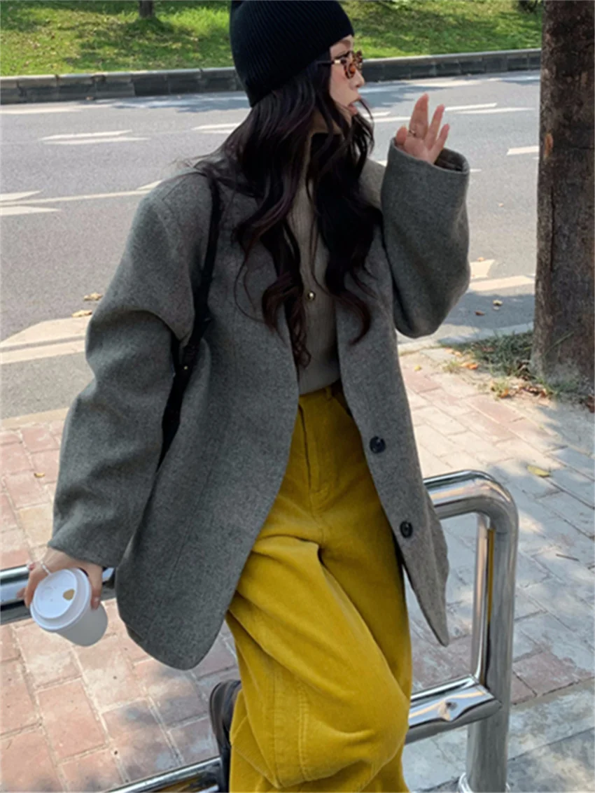 Alien Kitty Chic Oversize Women Coats Warm Winter Fashion Loose 2025 Daily Slim Warm Office Lady High Street Casual Blazers