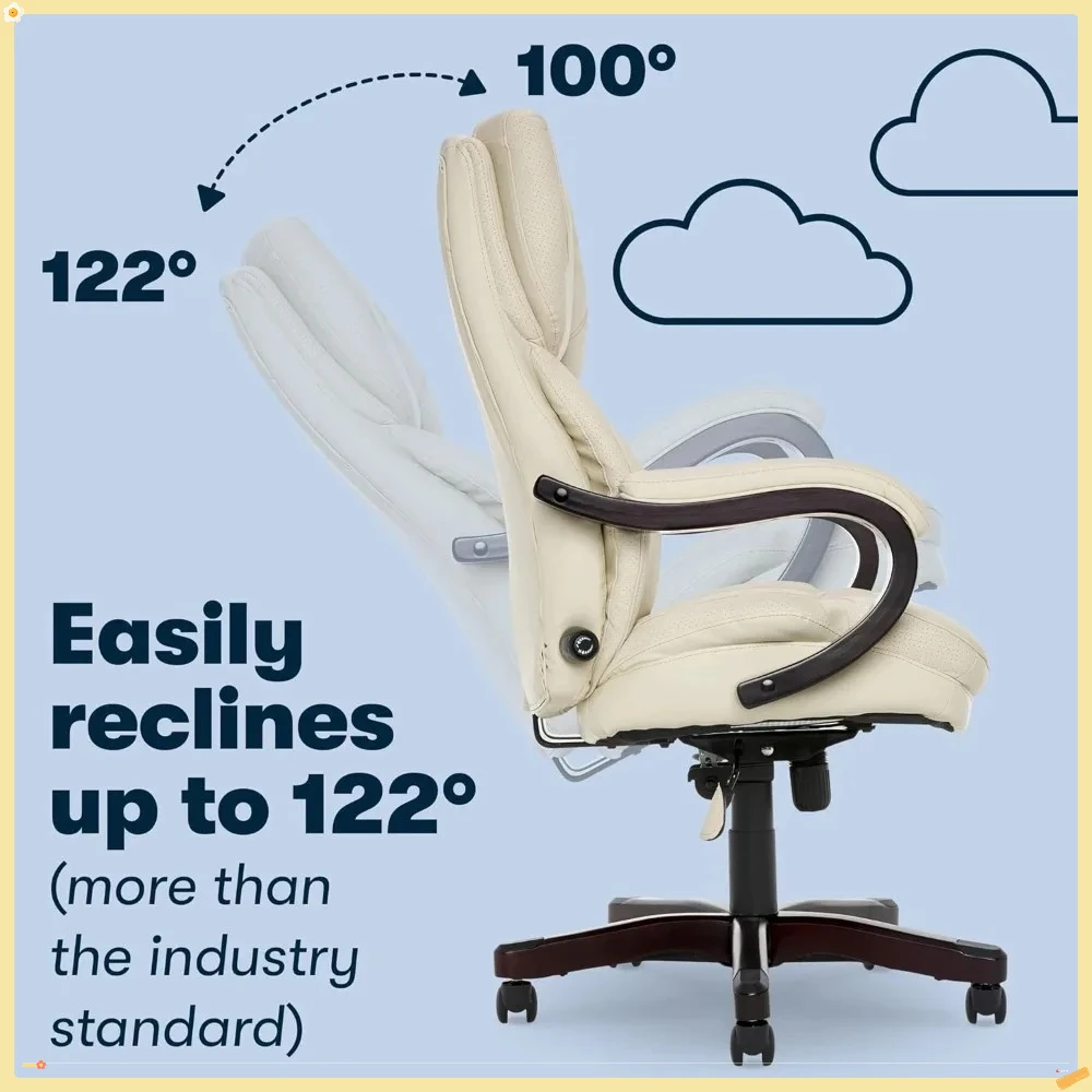 Kursi Kantor Eksekutif Besar & Tinggi, Ergonomis dengan Sandaran Tinggi dan Penyangga Lumbar yang Dapat Disesuaikan, Bantal Semi Mewah dan Bantal Tubuh