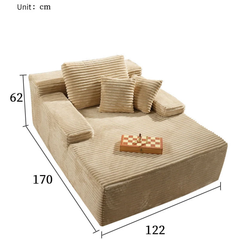 # Oversized Two Seat Chaise Lounge Chair Upholstered Cozy Corduroy Sleeper Sofa Bed Wide Armrests High-Density Foam Living Hotel