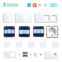 BSEED WIFI Touch Light Switch parte pannello in vetro solo Smart Wifi Switch funzione parte fai da te prese Wifi EU parti