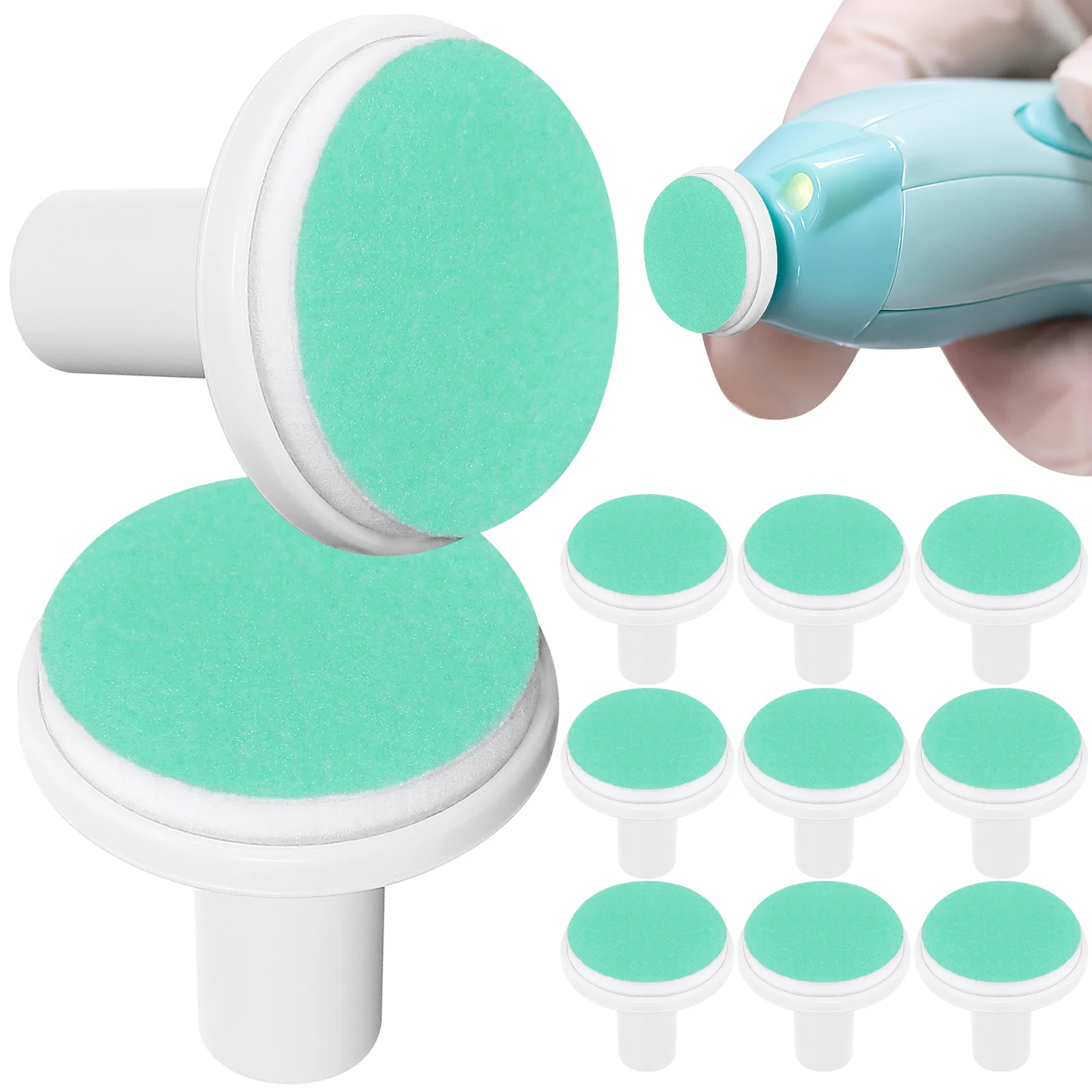 24 قطعة من وسادات مبرد الأظافر الكهربائية للطفل، مادة ورق الصنفرة الممتازة المفيدة لحديثي الولادة، وسادات تشذيب الأظافر الكهربائية