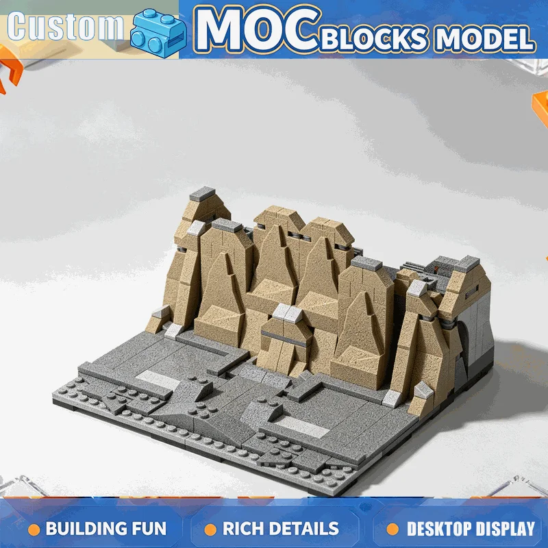 372PCS Desert Secret Base Model Building Blocks Set DIY Creative Assembly Canyon Landscape Educational Toy Popular Display Gift