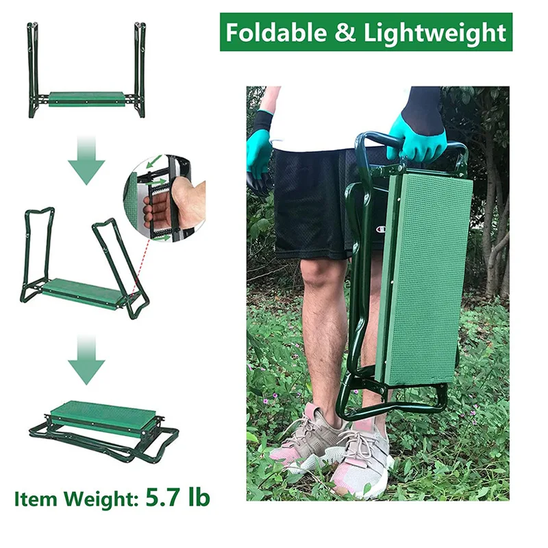 Multifunction Garden Kneeler And Seat Folding Stainless Steel Garden Stool With Tool Bag Kneeling Pad Garden Supply Chairs