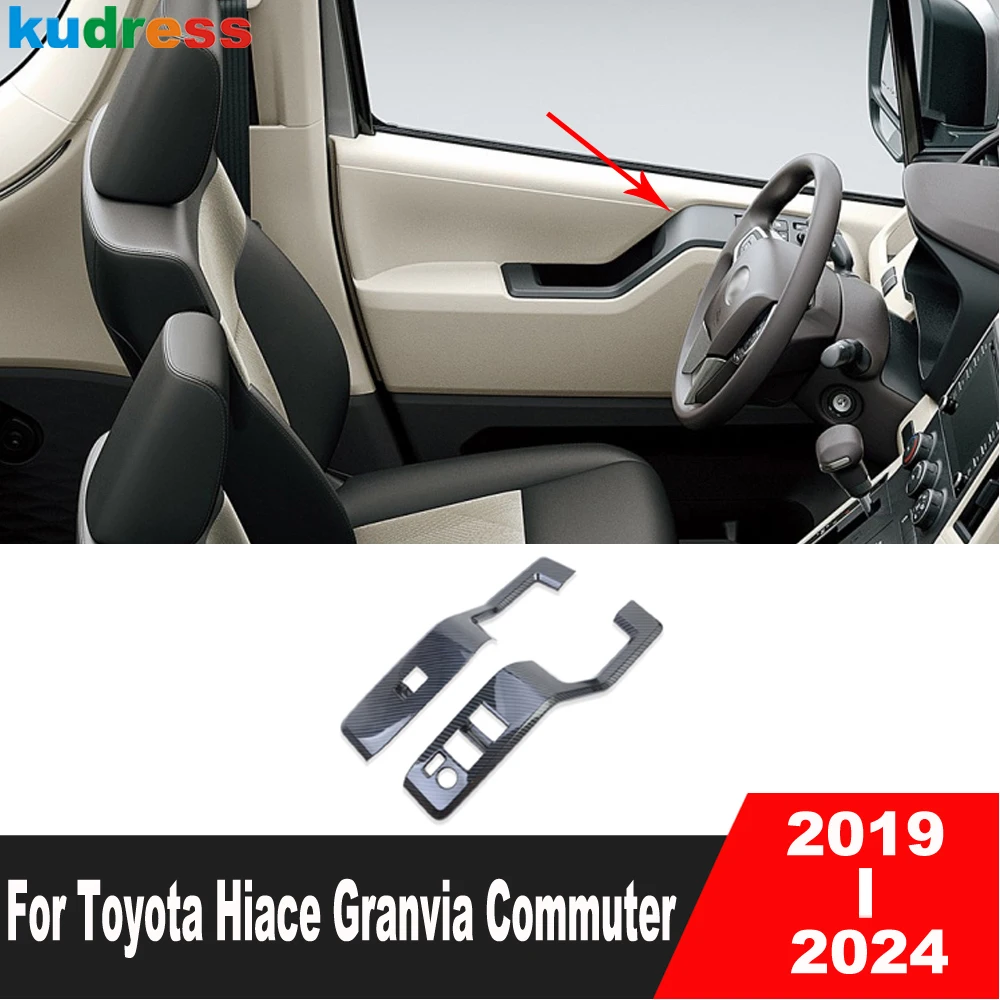 

For Toyota HiAce Granvia Commuter 2019-2023 2024 Carbon Car Interior Door Window Lift Switch Button Panel Cover Trim Accessories