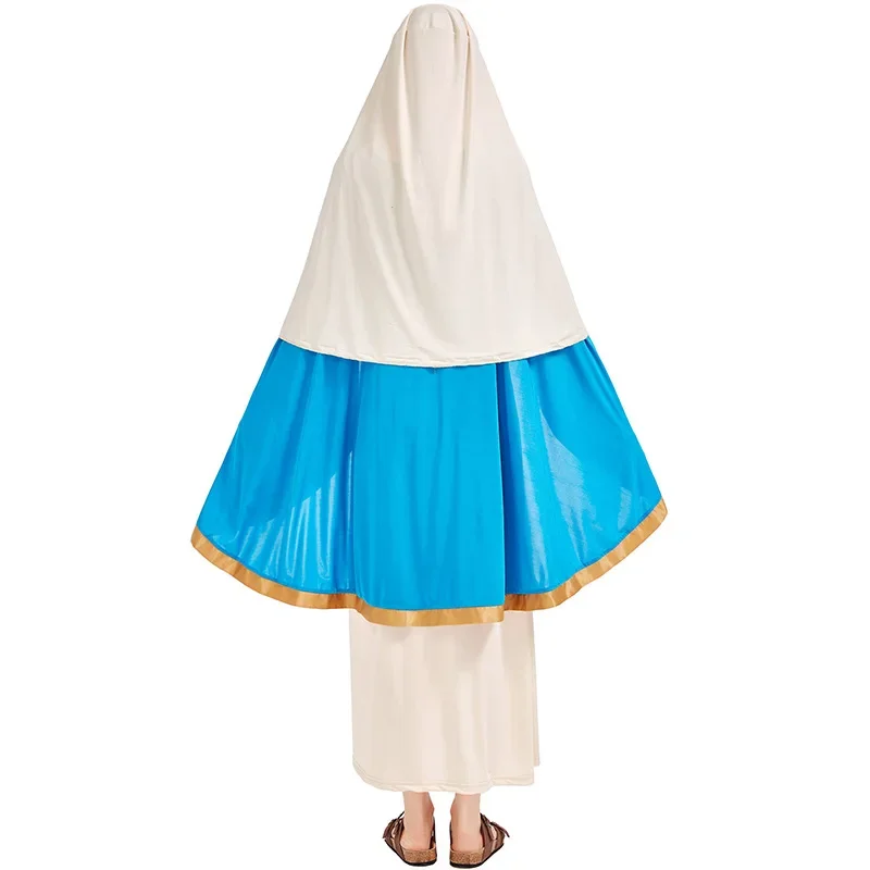 The Virgin Mary Christmas Religious Costume Halloween Gown Maxi Dress Adult Women Holy Outfit Carnival Holiday Robe For Girls