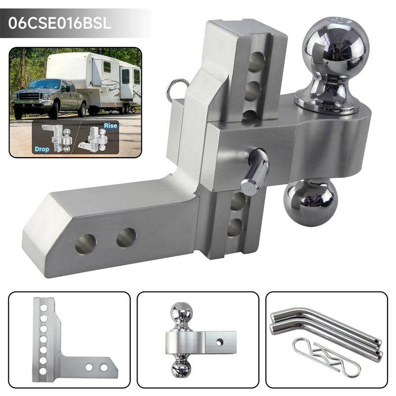 

2'' Receiver 6'' Drop Adjustable Trailer Towing Hitch Dual Ball Mount 12500lbs