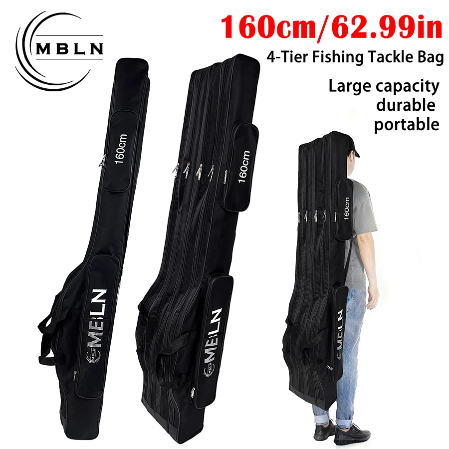 

MBLN 160cm 4 Layer Fishing Bag Foldable Multifunctional Portable Fishing Rod Bag Fishing Rod Reel Tool Storage Bag