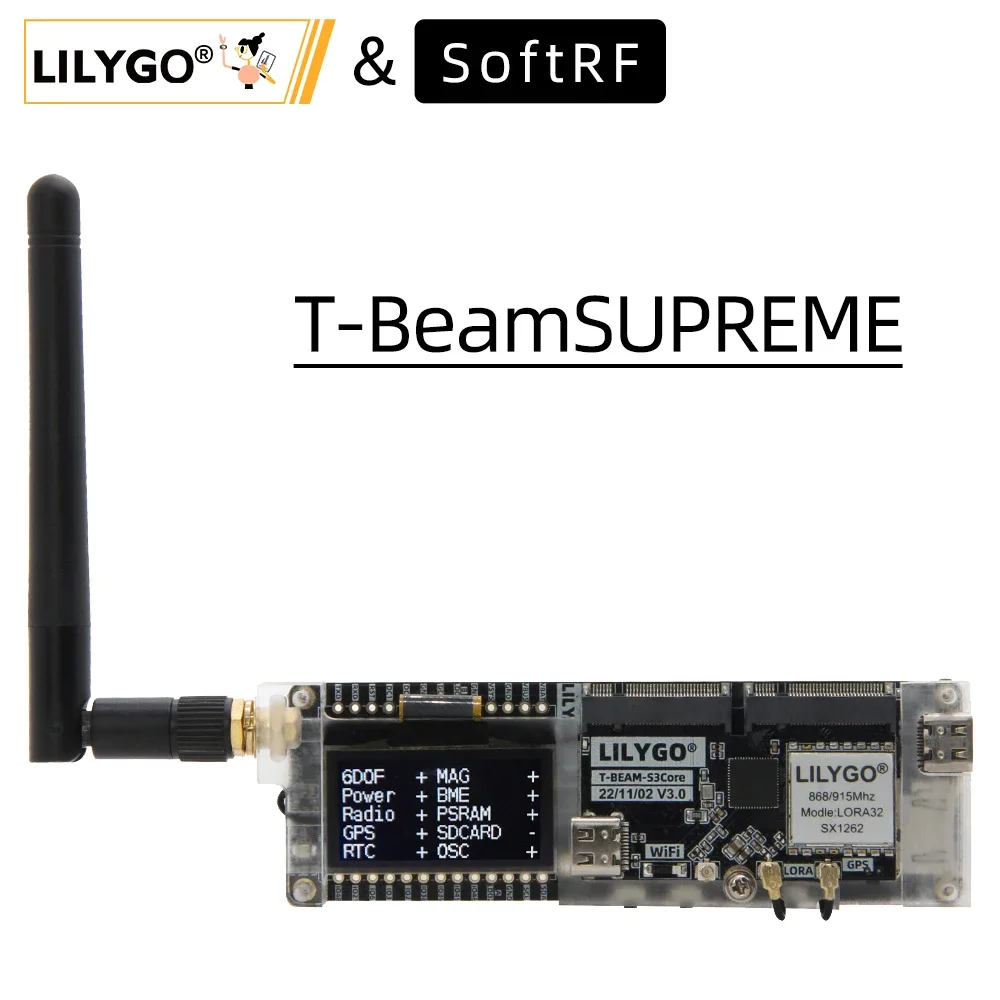 

2026 SoftRF T-BeamSUPREME ESP32-S3 Development Board U-blox L76K WiFi Bluetooth 1.3inch OLED Module 433/868/915MHz GPS LoRa