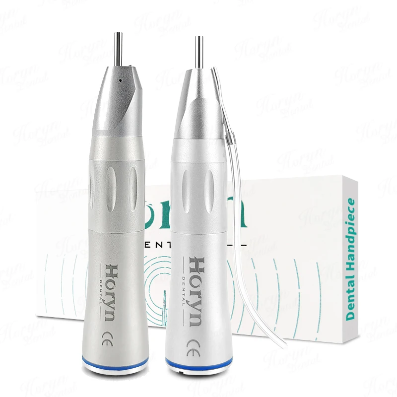 Low Speed Dental Handpiece 1:1 with Inner Water Spray Straight  With LED Fiber Optic Straight Blue Ring