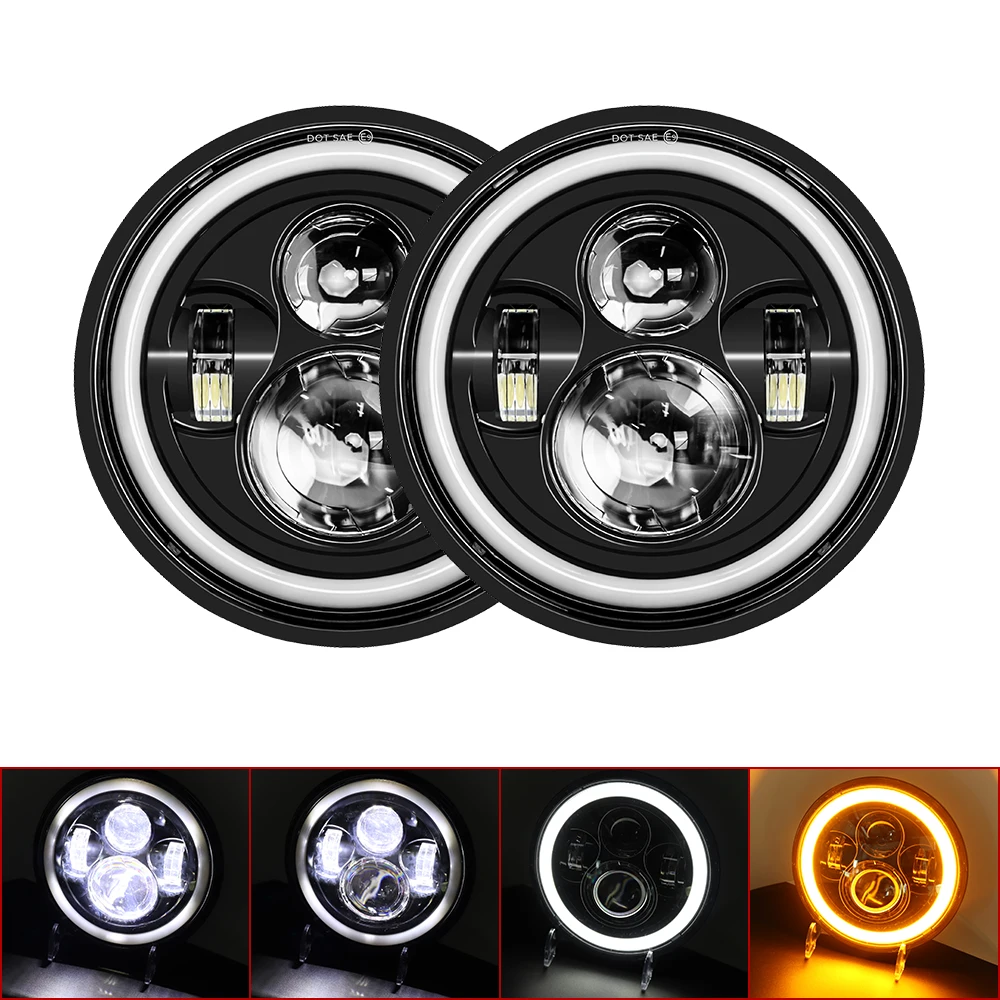 2 stuks 7 Inch Ronde LED Koplamp Auto Accessoires Voor Wrangler JK TJ Voor Hummer H1 H2 Voor Suzuki samurai Lada 4x4 urban Niva