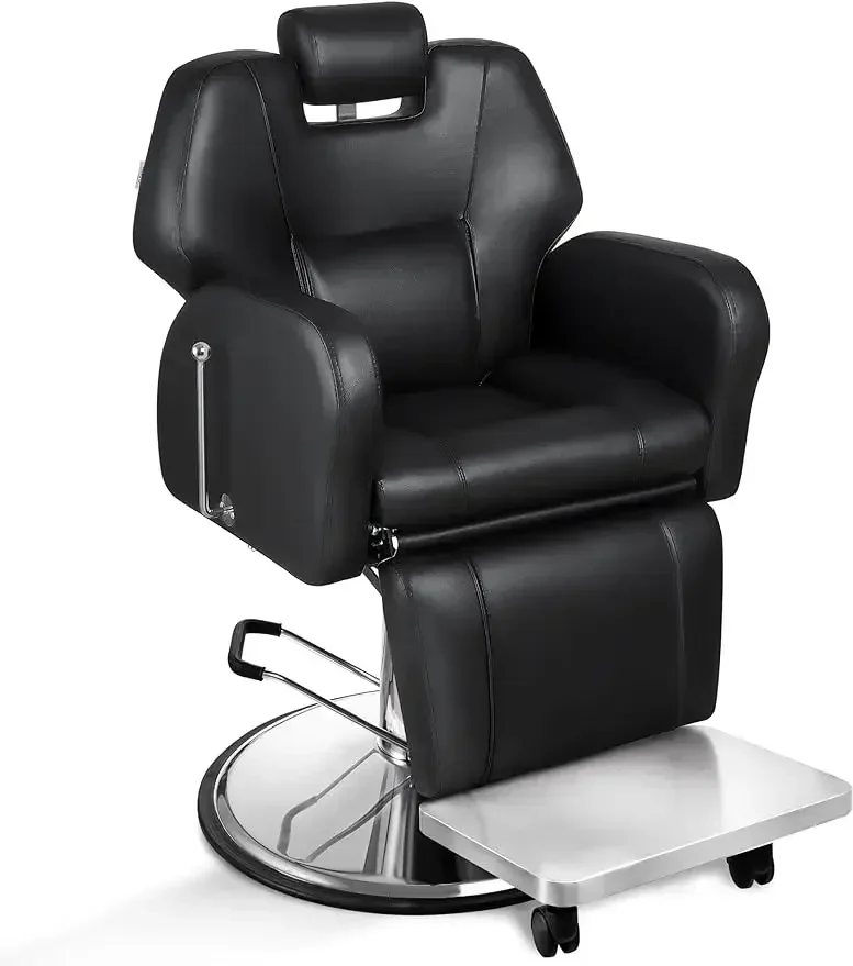 

Baasha Barber Chair, Reclining Salon Chair for Hair Stylist, All-Purpose Hair Chair with Heavy-Duty Steel Frame, Shampoo Chair