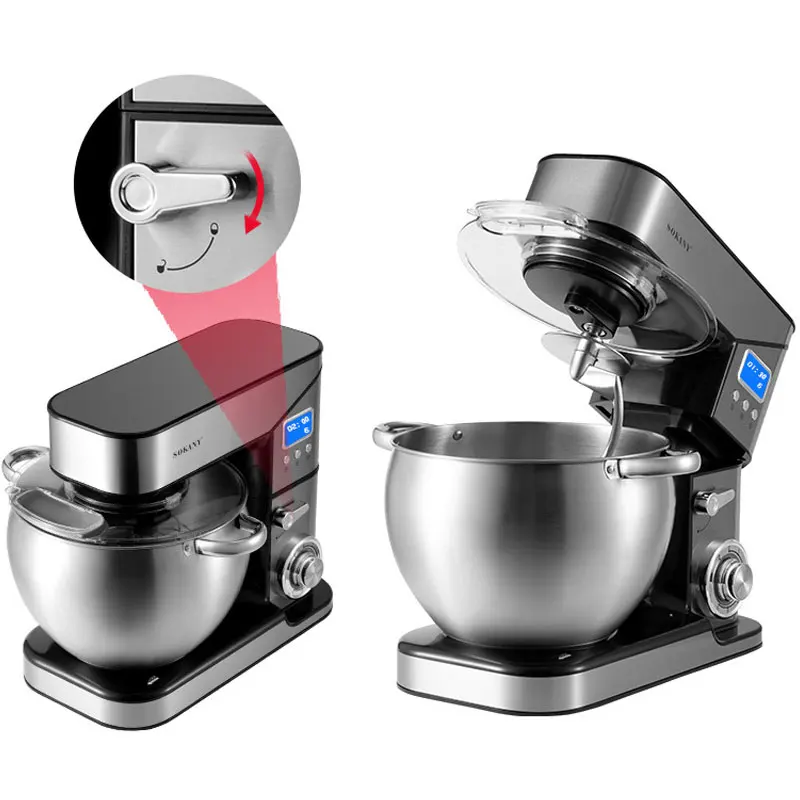 Sokany 2000W 10L Robot da cucina Miscelatore planetario Ciotola in acciaio inossidabile Crema a 6 velocità Frusta per uova Frusta Impastatrice Frullatore con timer