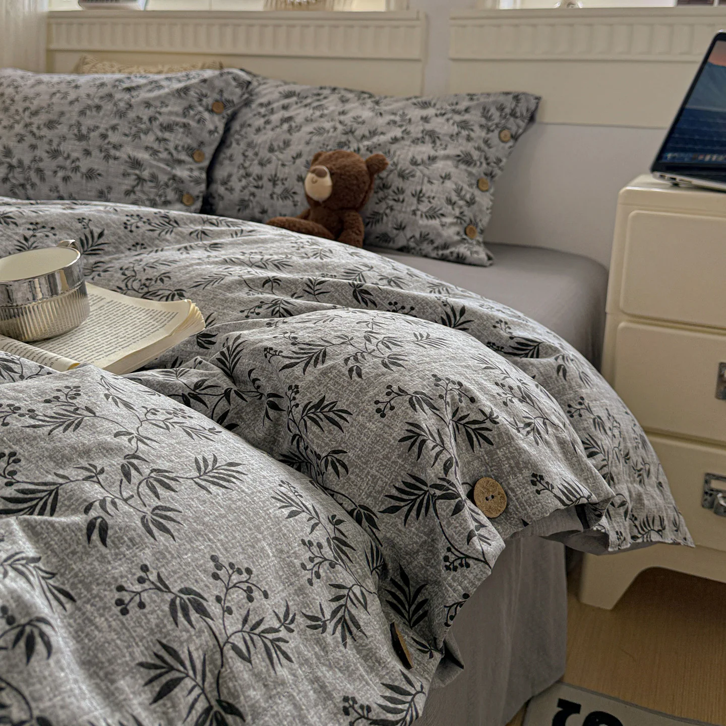 Grünes Blumen-Bettwäsche-Set, Vintage-Bettbezug-Set mit Kissenbezügen, Einzelbett, Doppelbett, Bett, Heimdekoration, Bettwäsche-Set für Zuhause – Detail 11