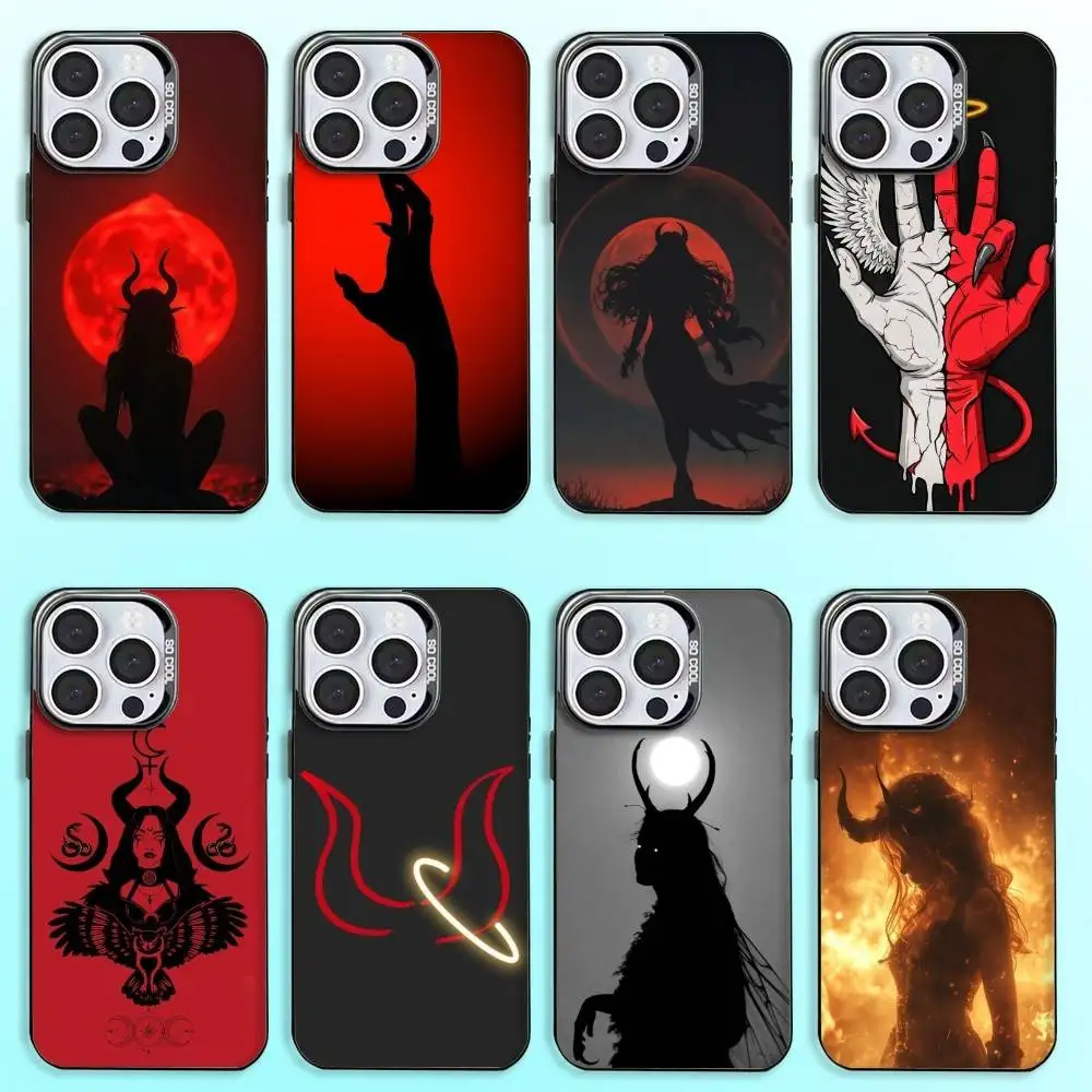 Gothic Witch Satan Phone Case  For iPhone17,16,15,14,13,12,11 Plus,Pro Max Black Candy Matte Shockproof Cover