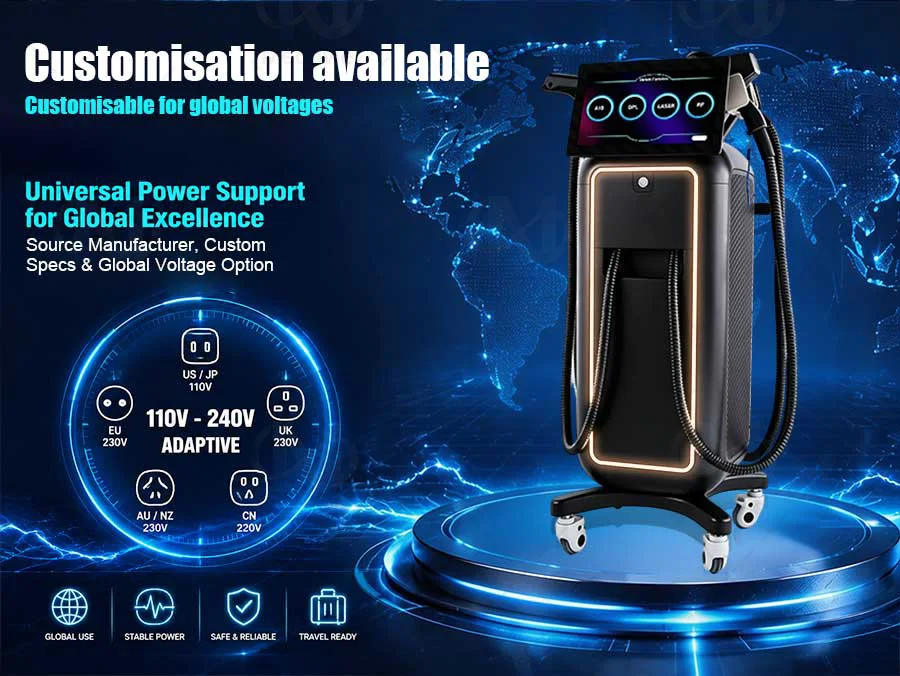 4 In 1 Soprano Titanium Ice Laser Hair Removal Device Alexandrite 808nm Diode Laser System Painless Permanent Body Hair Removal