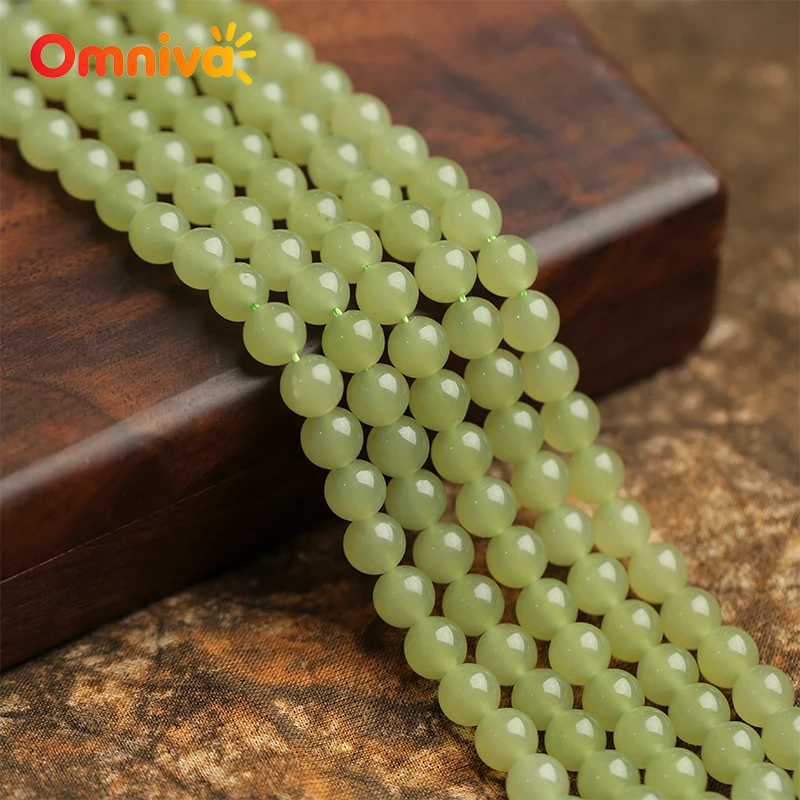 

Natural Stone Hotan Jades Smooth Beads For Jewelry Making DIY keychain Crafts Accessories Handstring 15'' Wholesale 6/8/10/12MM