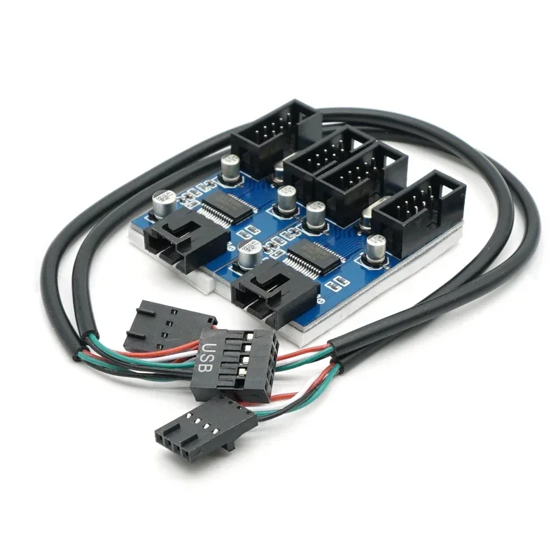 9pin USB header Male 1 to 2 / 4 Female Extension Cable Card Desktop 9-Pin USB HUB USB 2.0 9 pin Connector Adapter Port Multilier