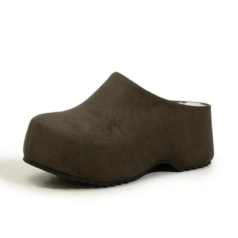 

High Heels Platform Women's Slippers Designer Suede Fashion Slippers 2026 Casual Mules Shoes Walking Pumps Zapatillas De Mujer