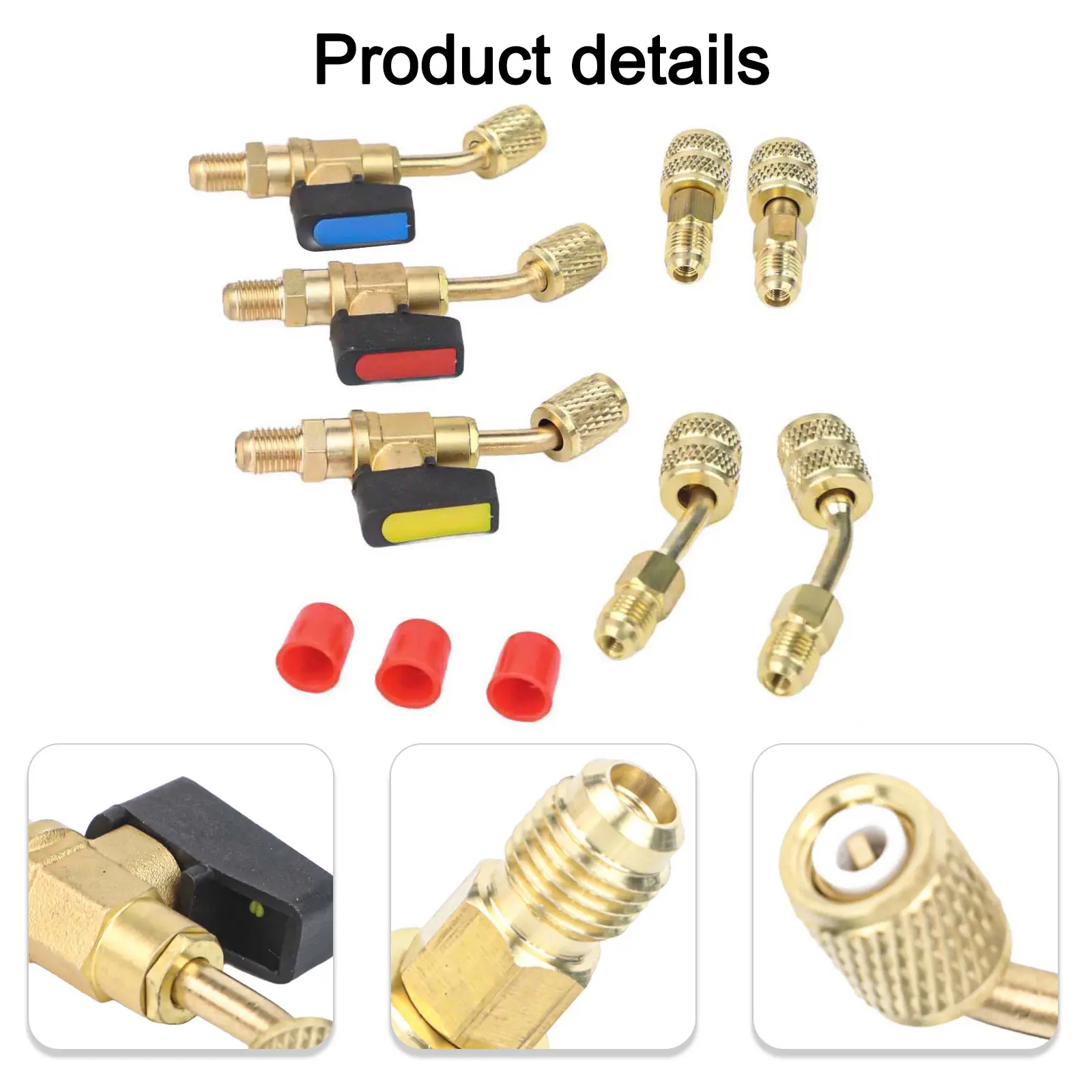 Angled Valve Kit Air Conditioning Valve High Pressure Capacity Versatile Compatibility 45-Degree Angle Design 7 Pieces Set