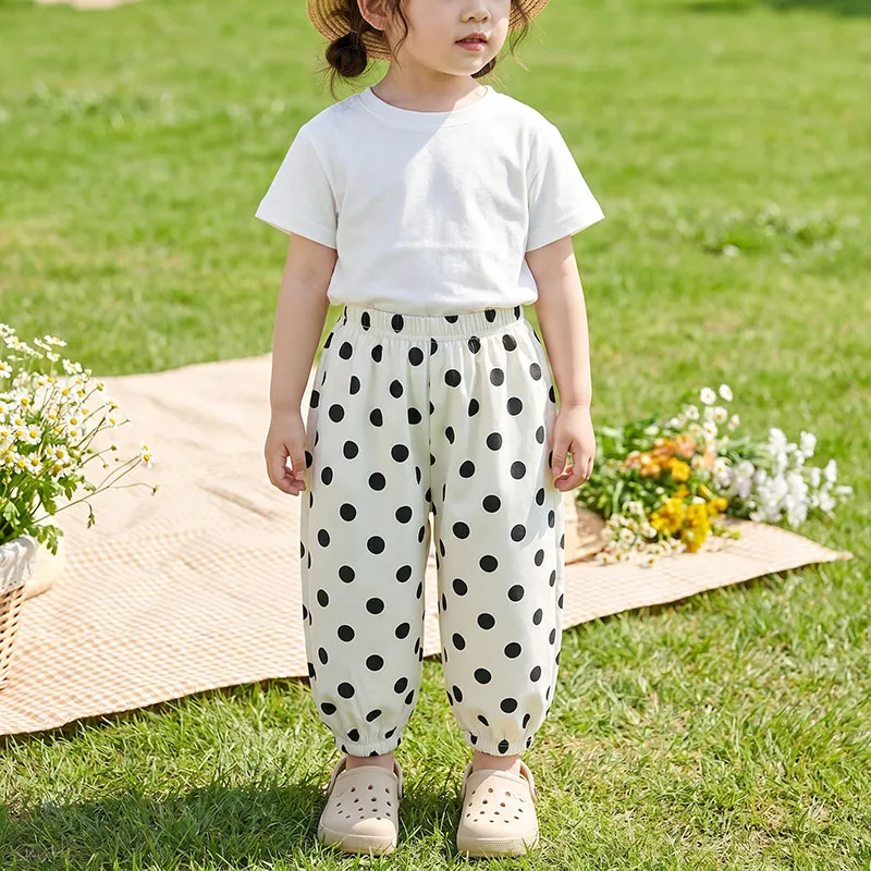 1-8Y Kids Summer Knickerbockers Thin Loose Children's Trousers Leopard Print Girls Pants Korean Boys Harem Pants
