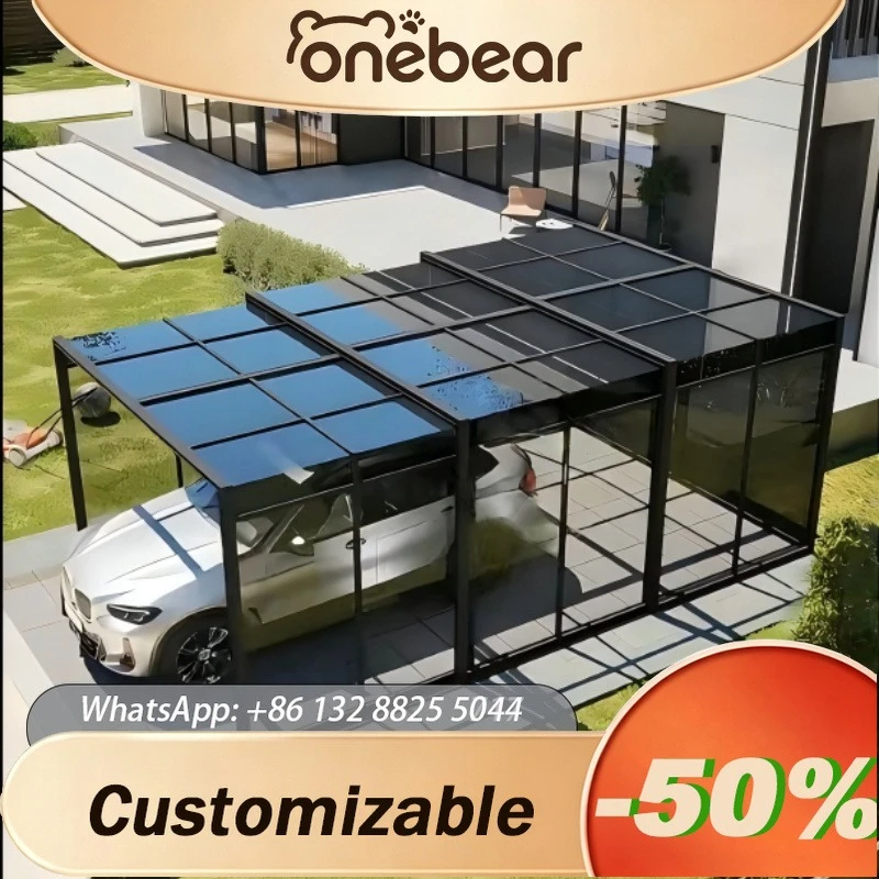 Any Size Custom Outdoor Mobile Foldable Electric Telescopic Aluminum Alloy Carport Smart Automatic Sunroom Glass Garage Awning