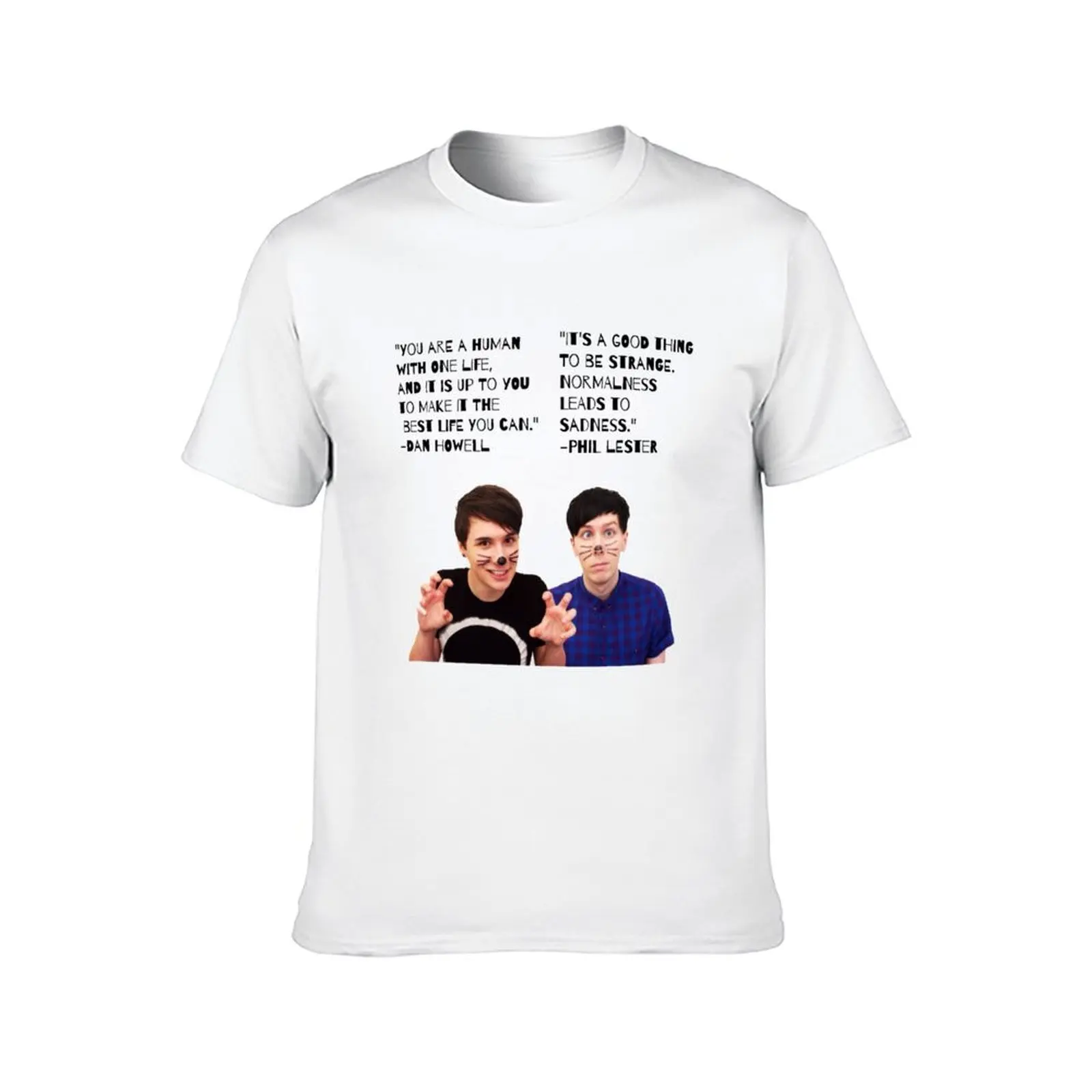 تي شيرت Dan and Phil Quotes تي شيرت مضحك تي شيرت رجالي قطن تي شيرت