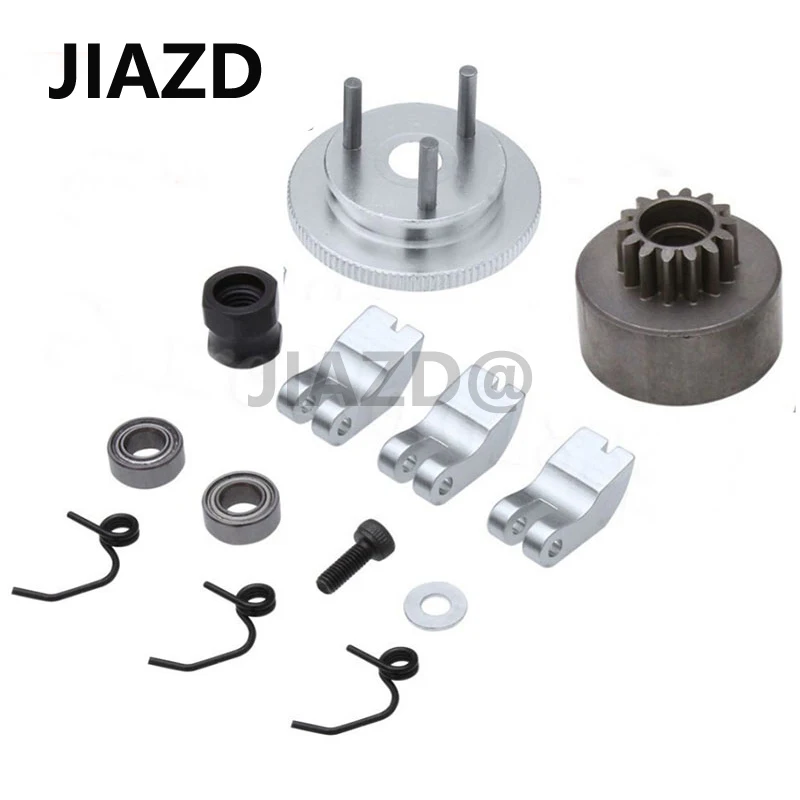 

1 Set Clutch Bell 14T Gear Flywheel Assembly Clutch Shoes Springs Cone Engine Nut for 1/8 HSP HPI RC Car Parts