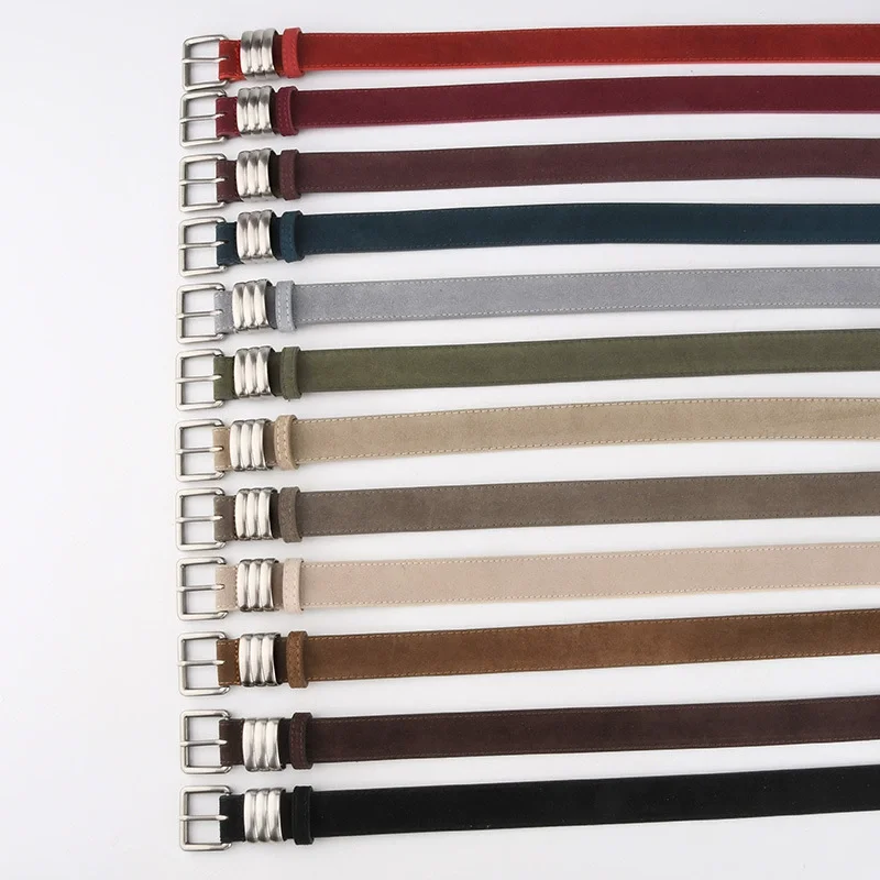 ผู้หญิงหัวเข็มขัดเงิน Faux Suede ของแท้หนังรัดตัวหญิง Cummerbund Coat เข็มขัดชุด Decration เข็มขัดแคบ J1031