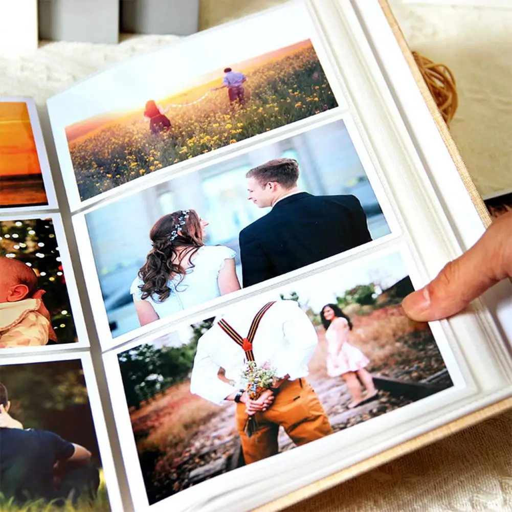Photo Album 4x6 with 300 Pockets Linen Cover Picture Scrapbook with Front Window Slip-in Vertical Photo Book