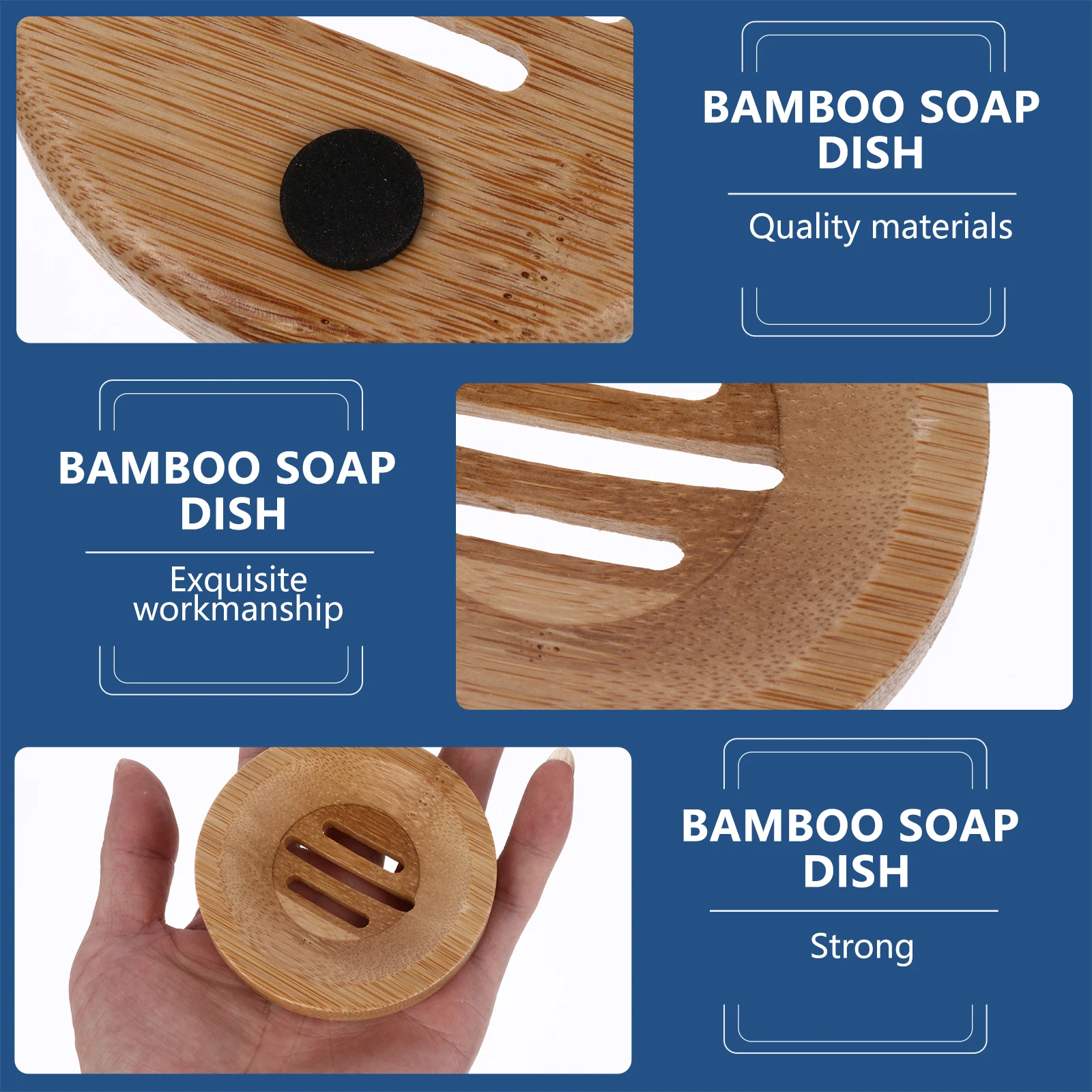 

4 Pcs Soap Holder Bamboo Soap Dish Retro Drainage Square Round Boxes Storage Bathroom Accessories
