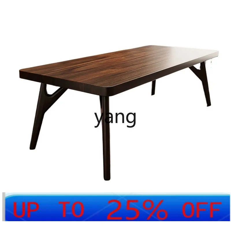 

LMM black walnut dining table wabi sabi solid wood rectangular dining table and chair combination