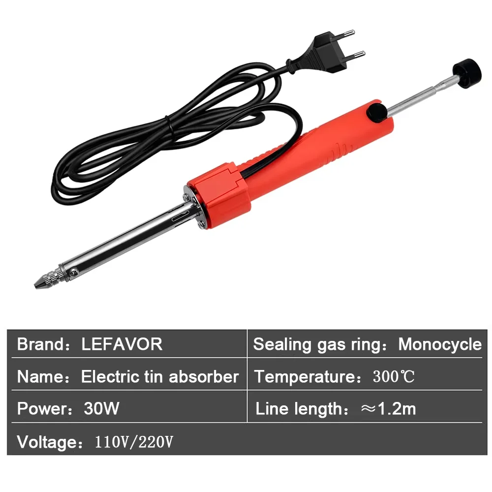 30W Elektrothermische Entlötpumpe/Vakuumentlötpumpe mit Lötkolbenstift + Entlötdraht-Entlötflecht-Set – Detail 5