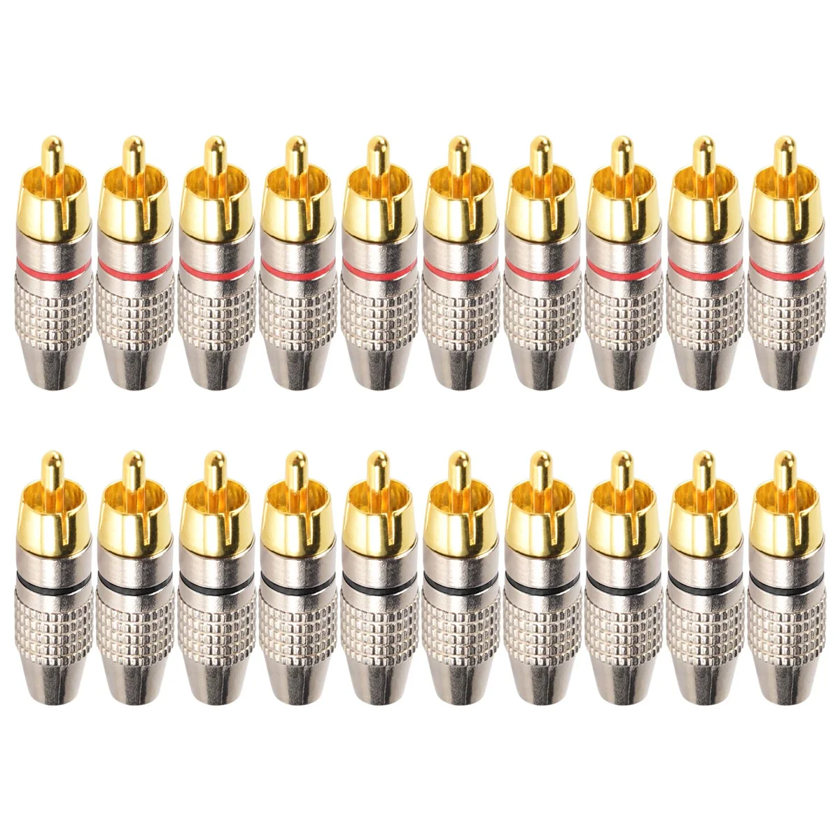 High-end 20 Pcs RCA Plug Audio Video Locking Cable Connector Gold Plated