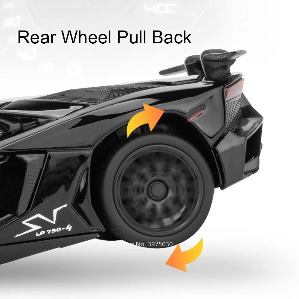 ランバー-ラバータイヤ付きスポーツカーLP750-4 g800,音楽の軽い車,ホイールのおもちゃ,子供の日のギフト,1:32スケール