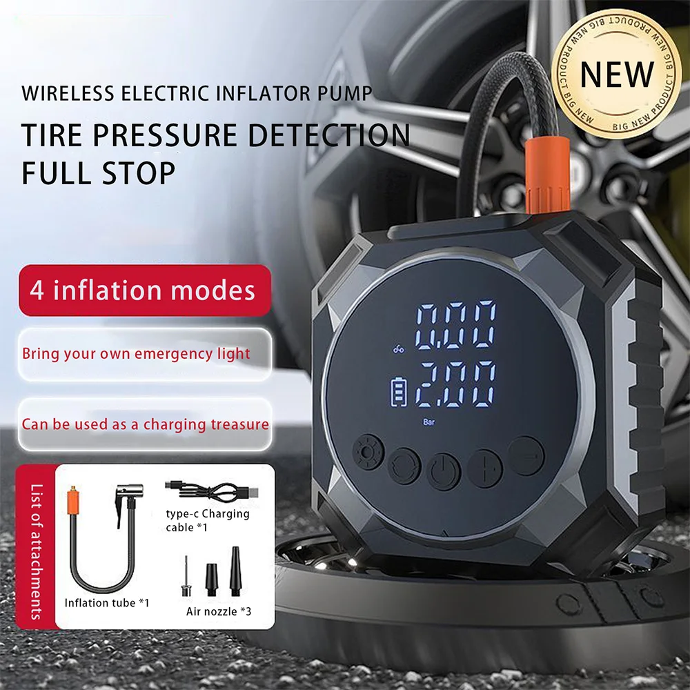 

Высоковольтный беспроводной автомобильный насос, портативный автомобильный насос, цифровой дисплей, мониторинг давления в шинах, аварийный насос для автомобильных шин, из искусственной кожи