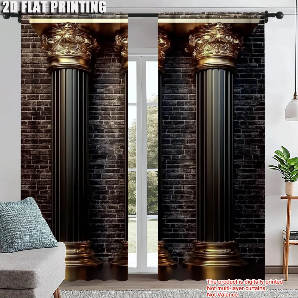 

2Pcs Roman Column Digital Printed Window Curtains Rod Pocket Design For Easy Installation Drapes For Home Office Bedroom Study