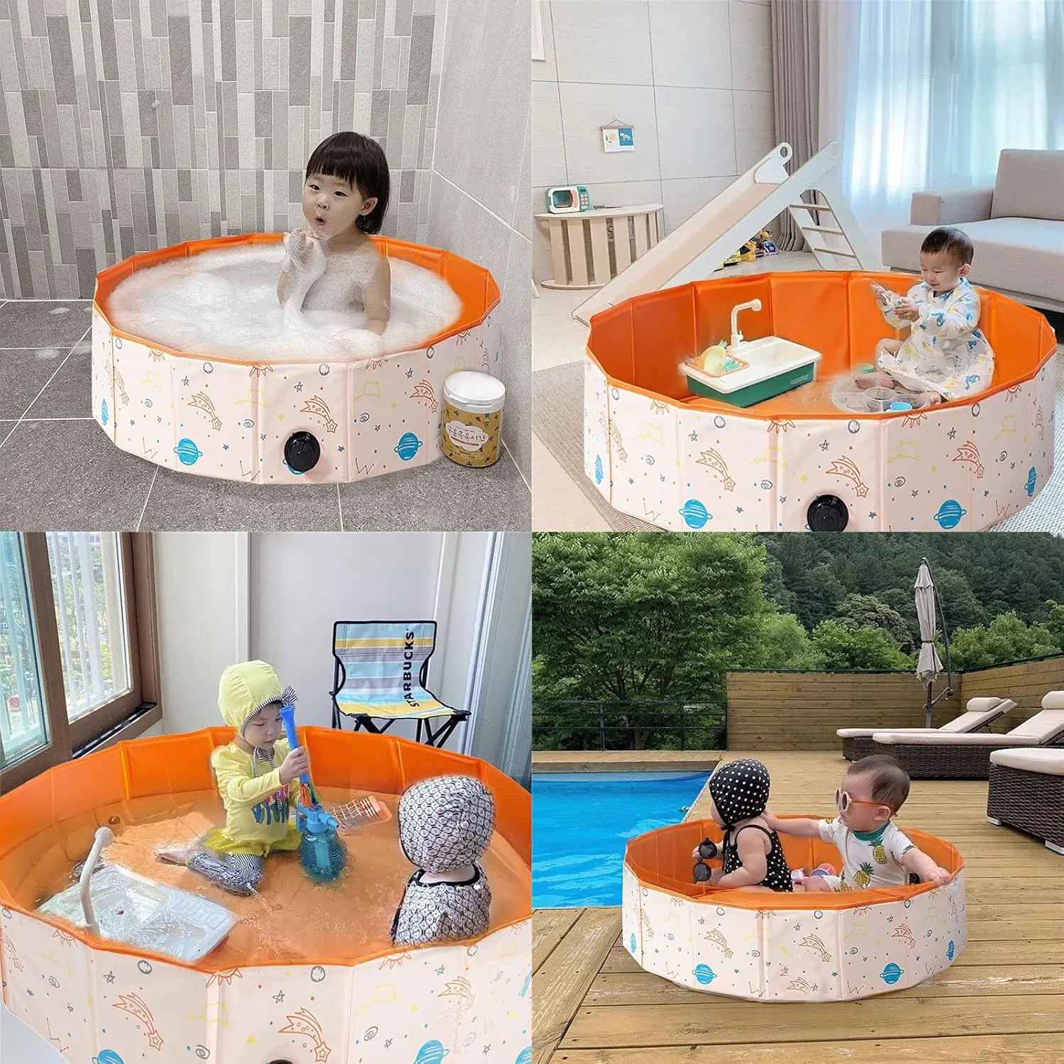 Tavolo per sabbia e acqua per bambini - Sala giochi pieghevole Contenitore per palline portatile Sabbia per giocattoli sensoriali per bambini Stoccaggio Piscina estiva per animali domestici Gioca A