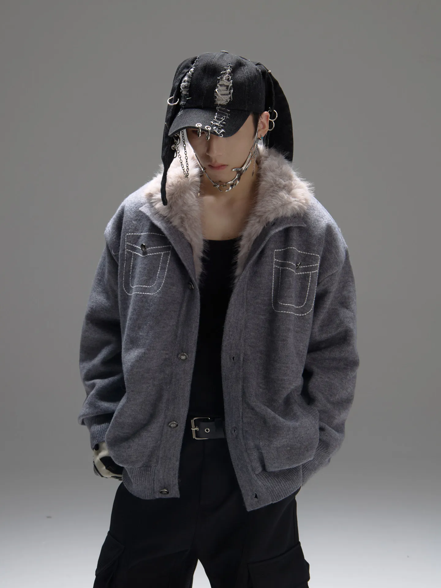 Men Women 2025 Winter New Fashion Sweaters Faux Pocket Design Trendy Knitted Cardigan Loose Versatile Solid Color Knitwear Coats