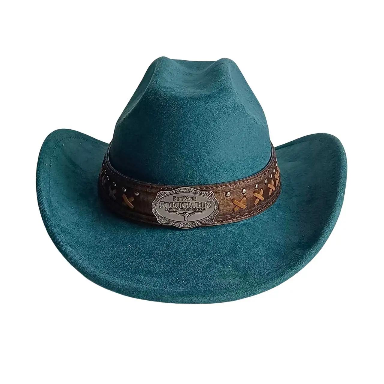 Dark green Western Vegan suede hat cowboy hat Metal fittings  jazz panama hat unisex women's hat wide brim cowboy hat women's ha