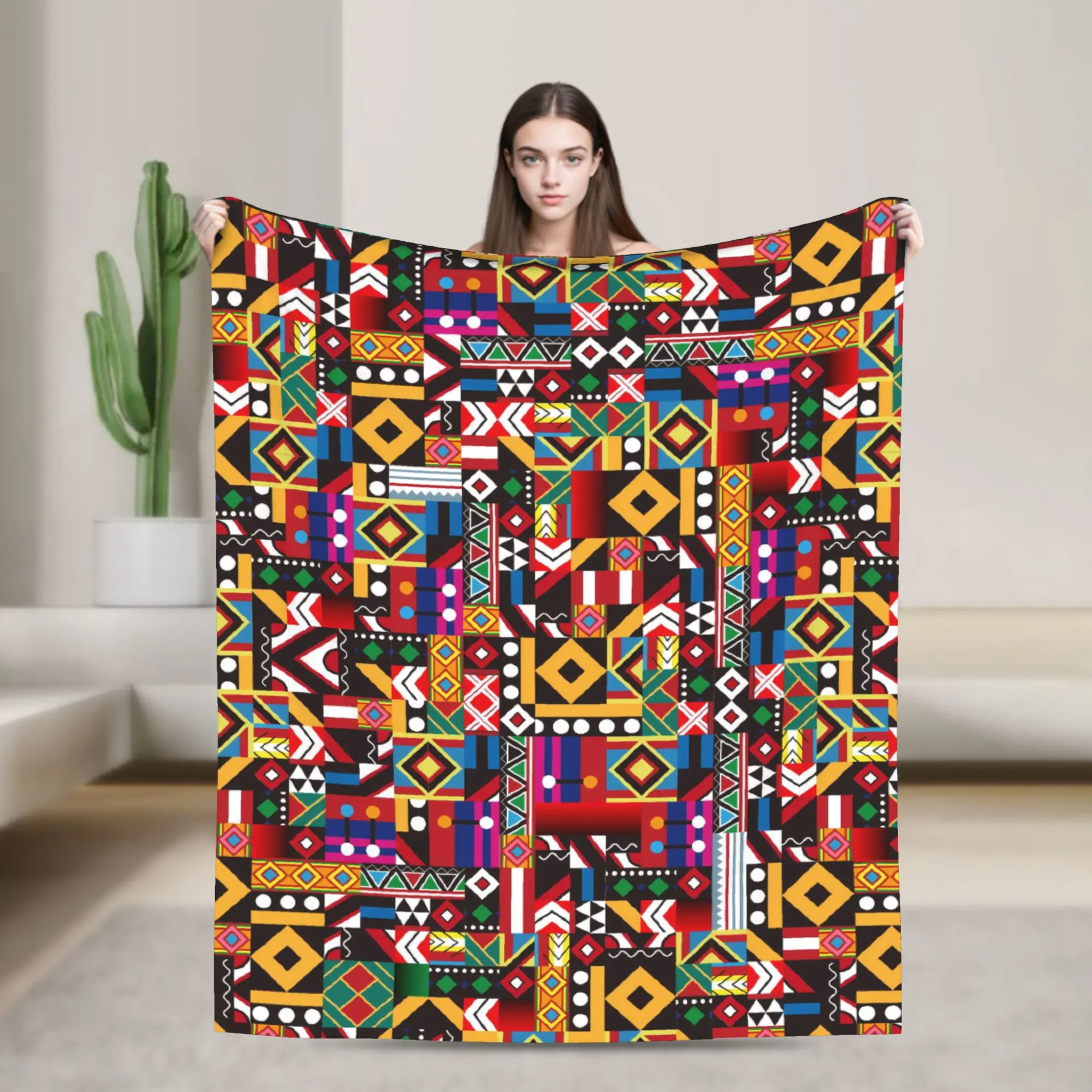Warm Soft Blanket Travel Office African Tribal Geometric Art Bedding Throws  Flannel Bedspread For Outdoor Print Sofa Bed Cover