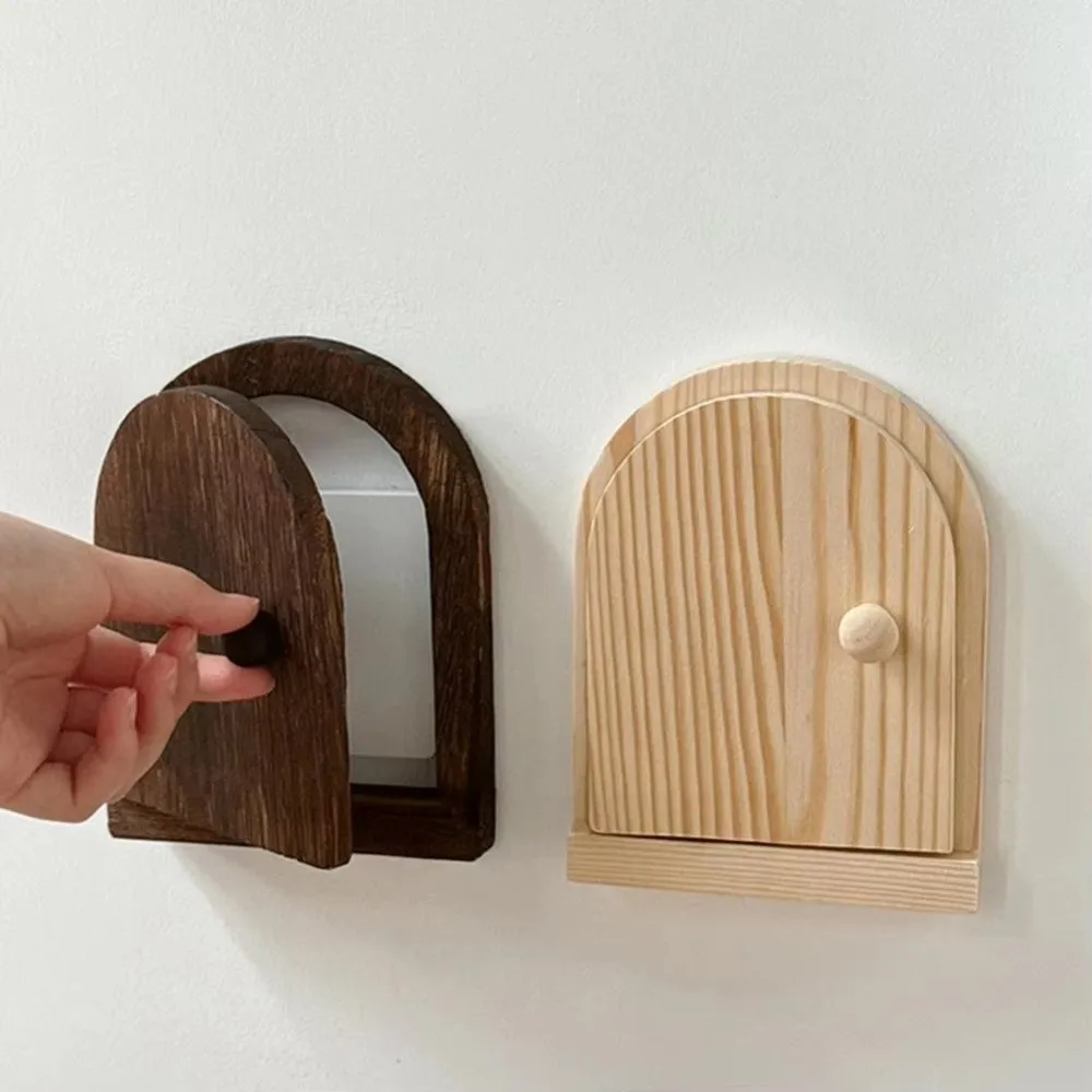 Wall Mounted Switch Protective Cover Multi-functional Door Shape Socket Decorative Frame Safety Anti-touch Wood Switch Cover