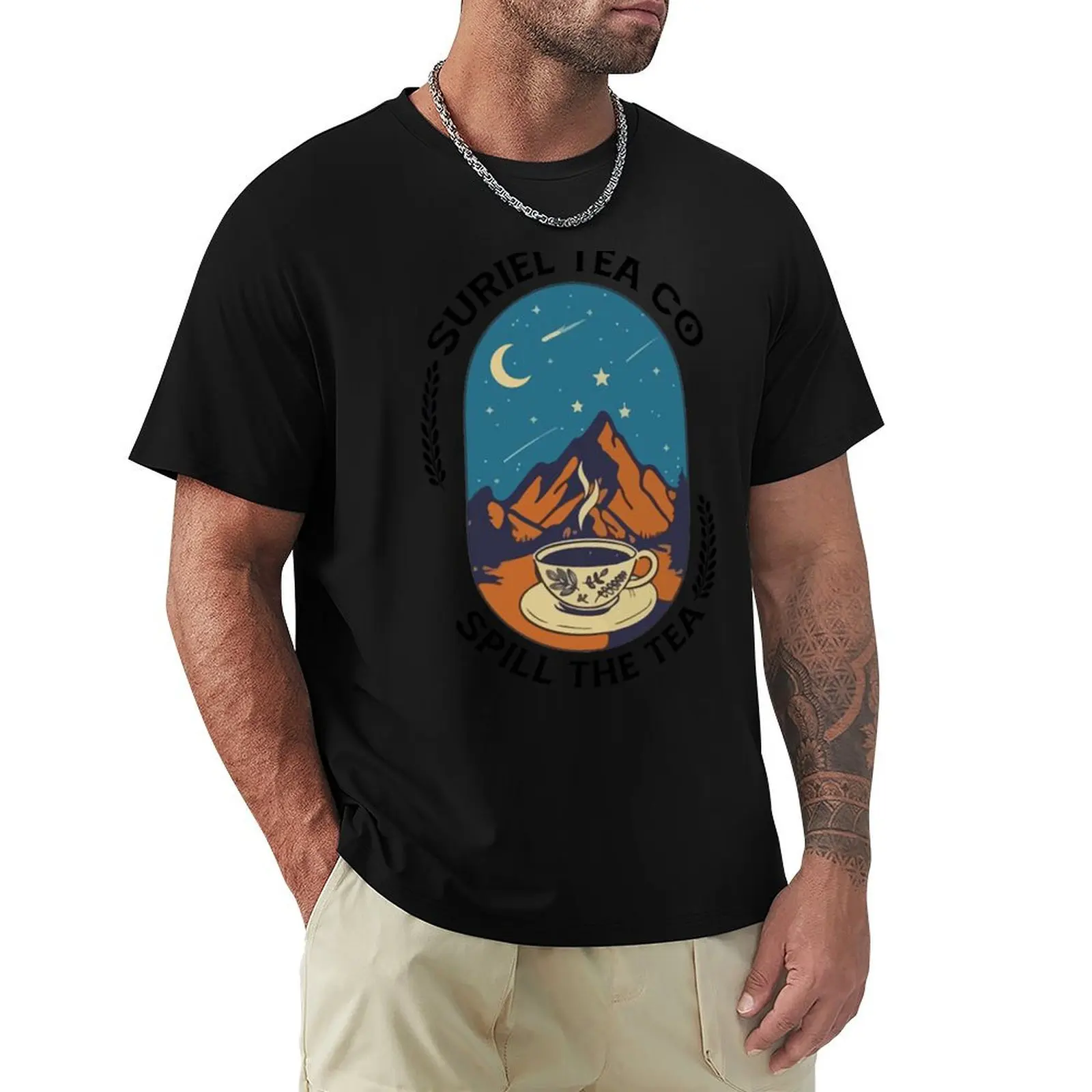 Suriel Tea Co Spill The Tea T-Shirt Relaxed Fit Casual Short Sleeve Top