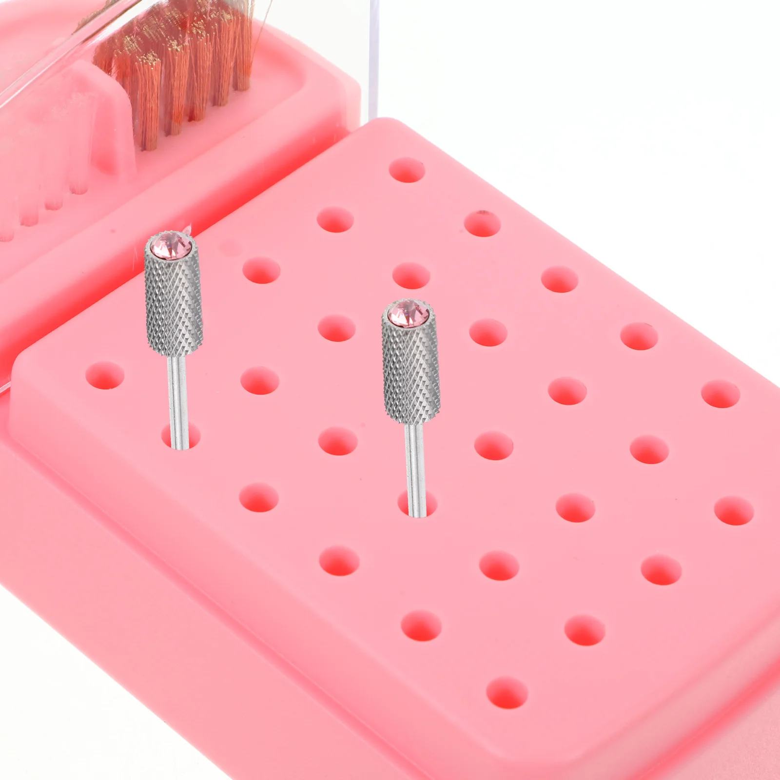 

Clear Acrylic Nail Drill Bits Storage Box Organizer for Grinding Heads Manicure Tools Transparent Durable Display Container