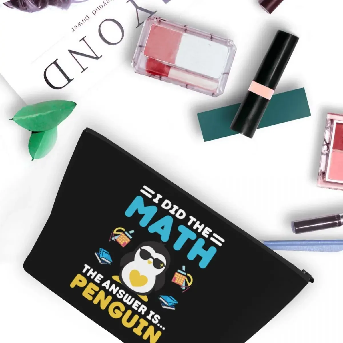 I Did The Math The Answer Is Penguin Funny Mathematician Travel Makeup Organizer Pouch Toiletry Storage Dopp Kit Case