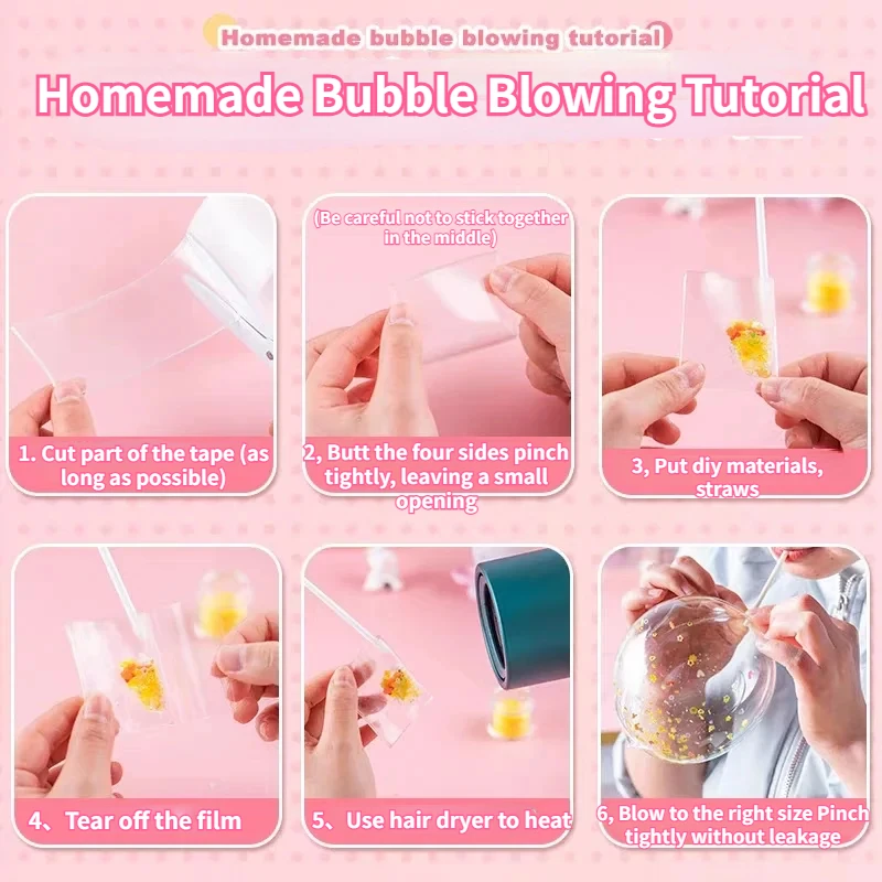 Blowable Bubble Tape Non-marking Double-sided Adhesive for DIY Craft Pinch Toy Making Reusable Color High Sticky Nano Tape 2024
